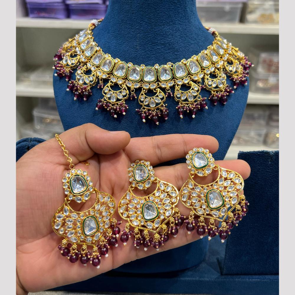 Hira Collection Glamorous Polki Kundan And Pearl Choker Necklace Set