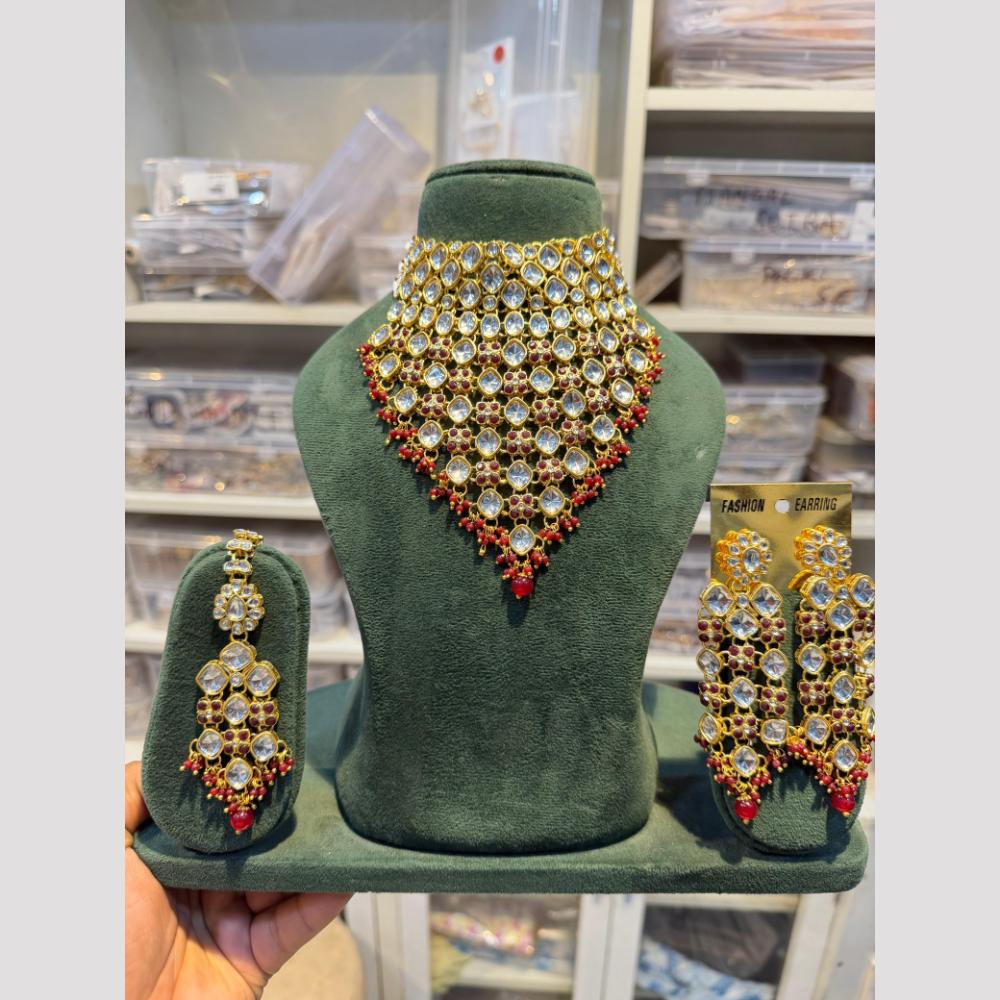 Hira Collection Glamorous Polki Kundan And Pearl Choker Necklace Set