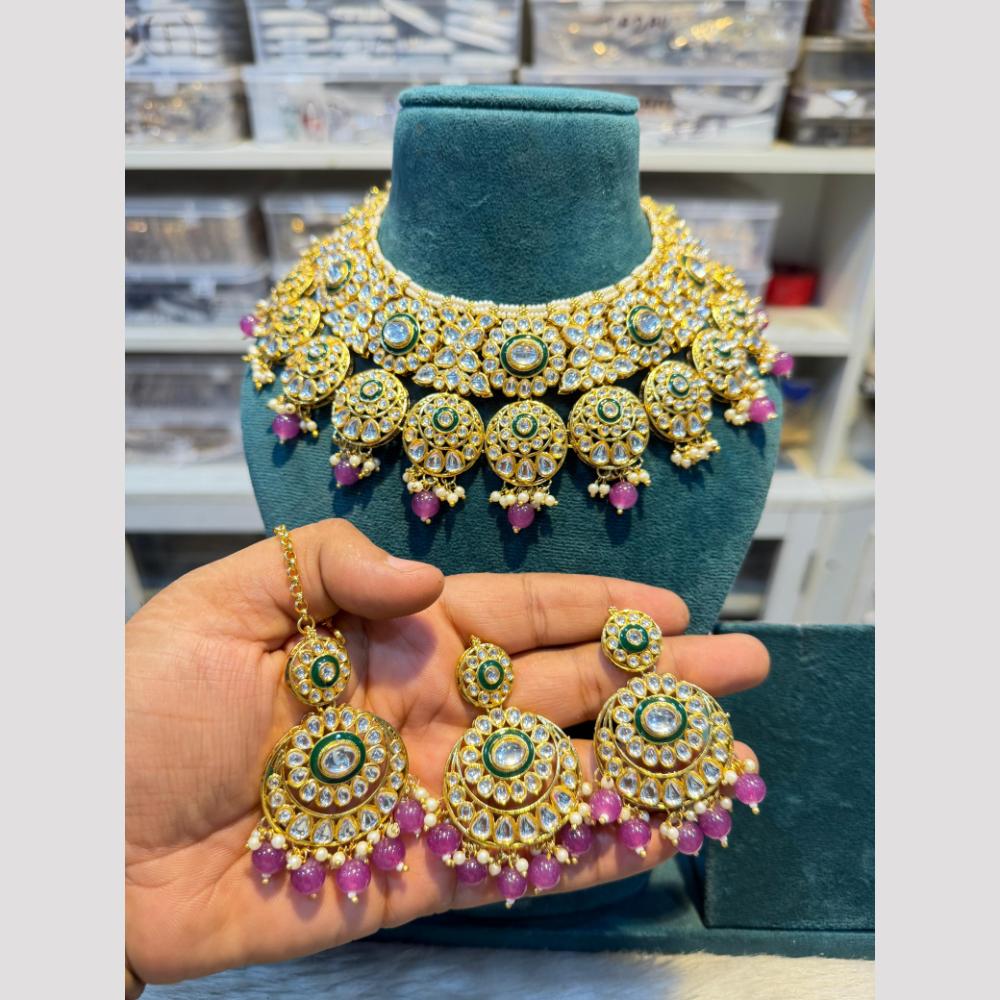 Hira Collection Glamorous Polki Kundan And Pearl Choker Necklace Set