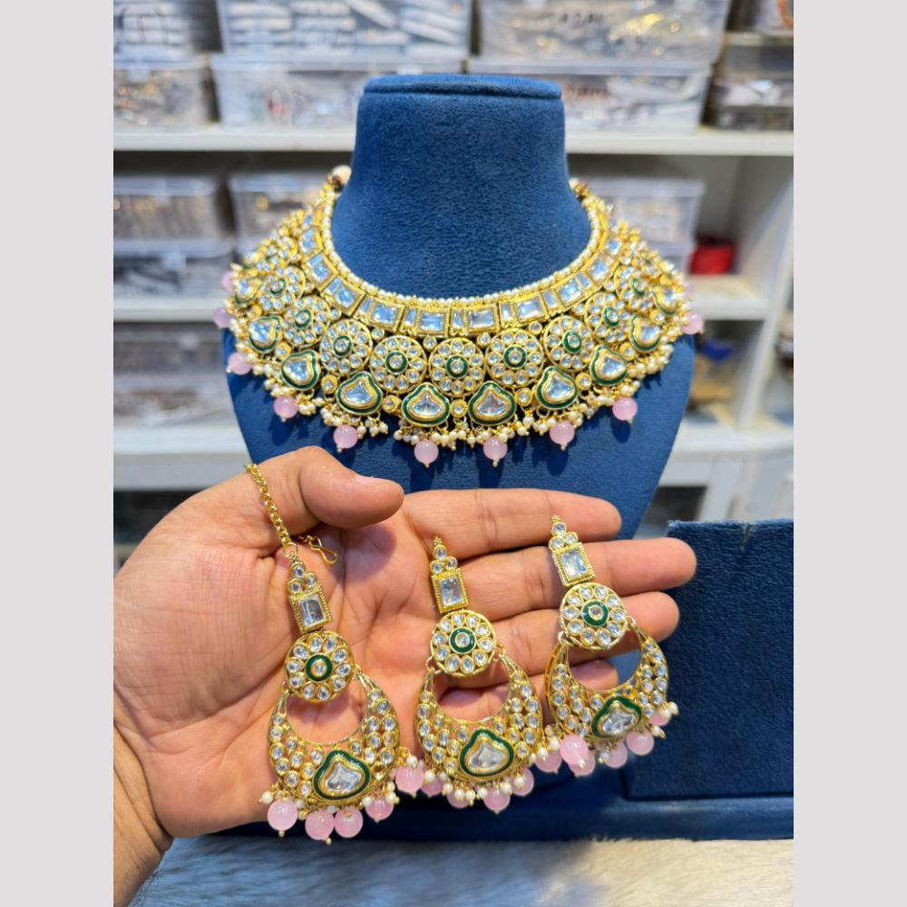 Hira Collection Glamorous Polki Kundan And Pearl Choker Necklace Set