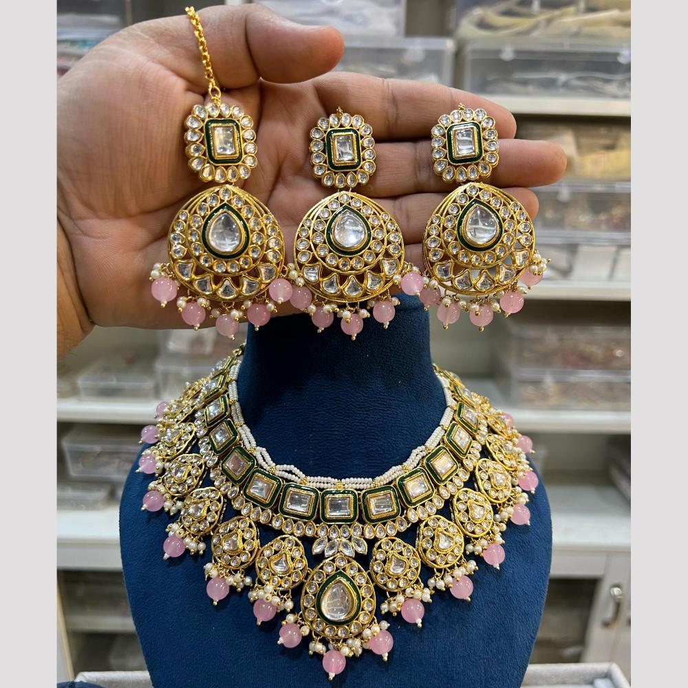 Hira Collection Glamorous Polki Kundan And Pearl Choker Necklace Set