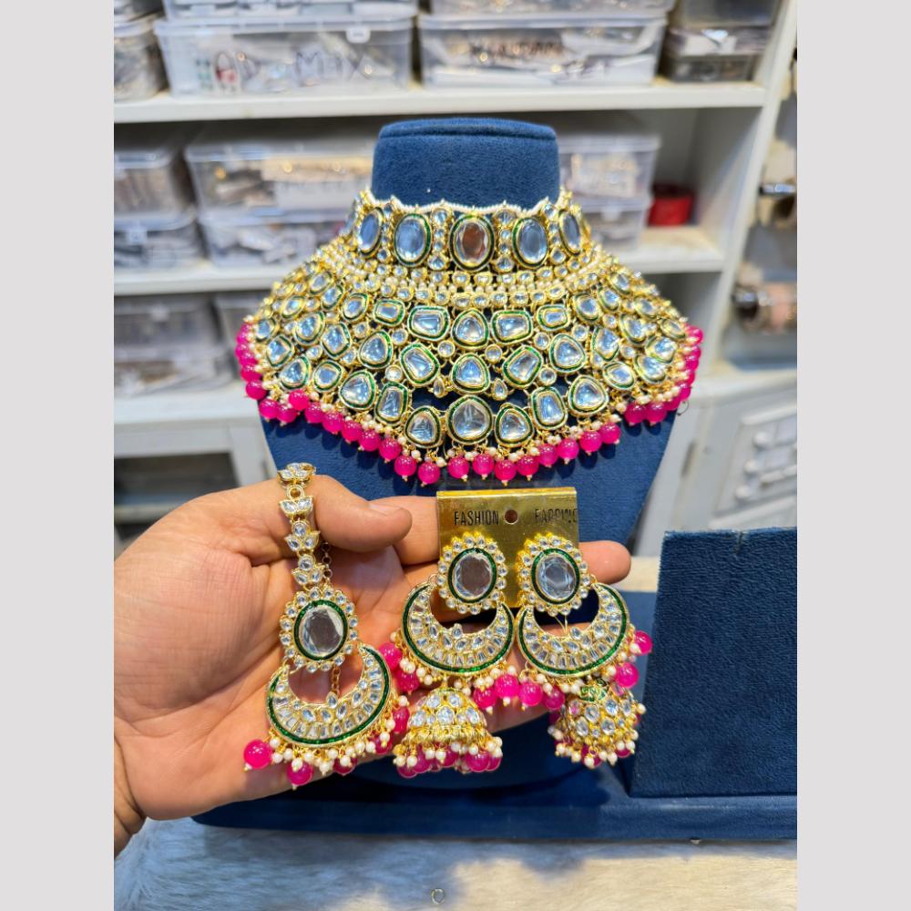 Hira Collection Glamorous Polki Kundan And Pearl Choker Necklace Set