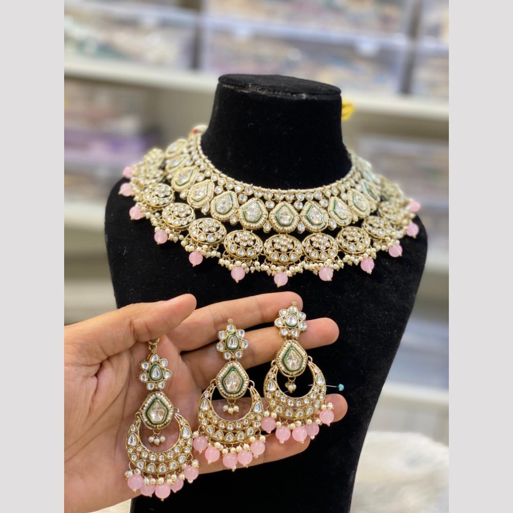 Hira Collection Glamorous Polki Kundan And Pearl Choker Necklace Set
