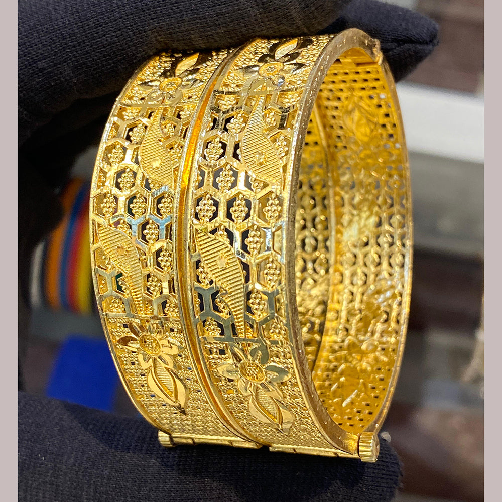 Hira Collections Royal Forming Gold Openable Bangles Set