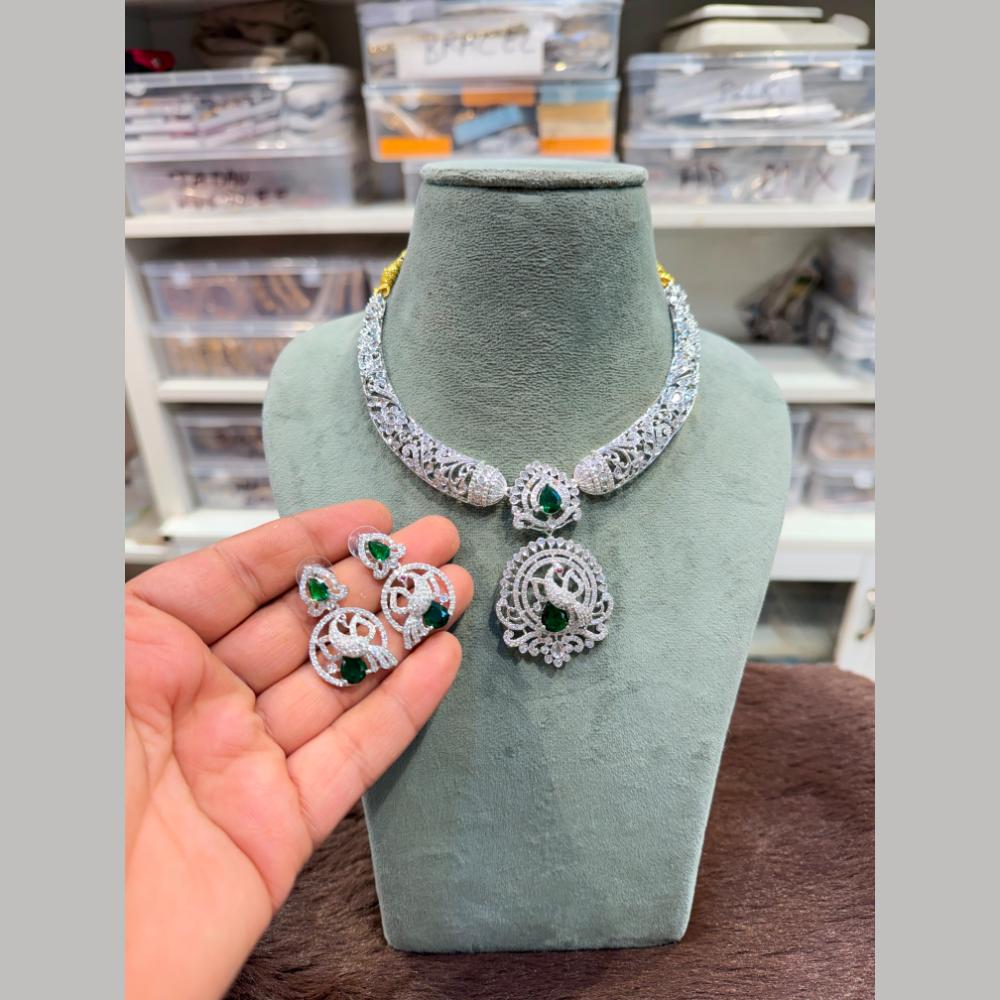 Hira Collection Delicate American Daimond Necklace Set