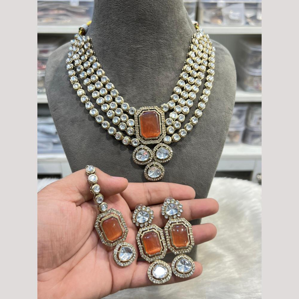 Hira Collection Pota Stone And Austrian Stone Designer Necklace Set