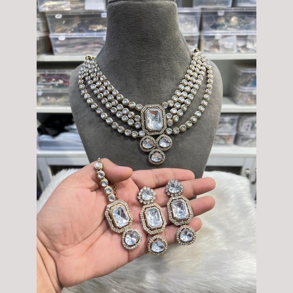 Hira Collection Pota Stone And Austrian Stone Designer Necklace Set