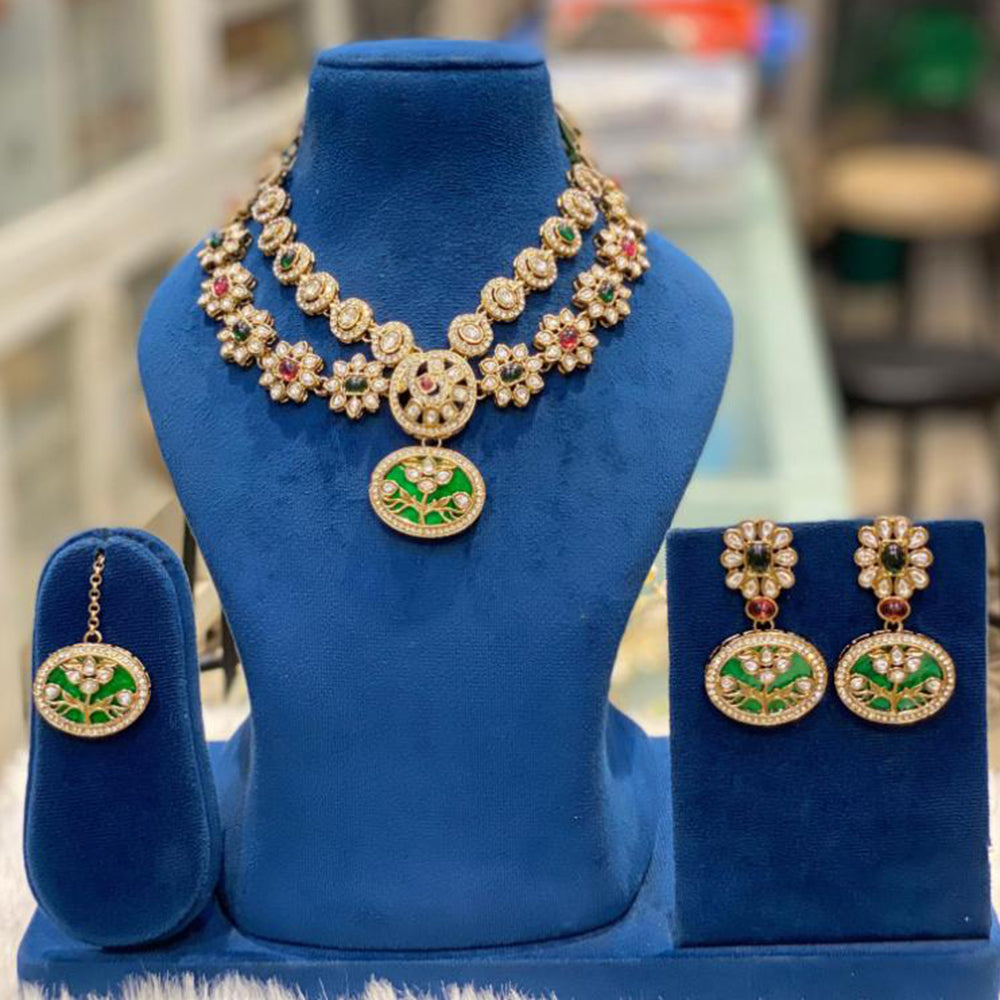 Hira Collections Premium Pota Stone Statement Necklace Set