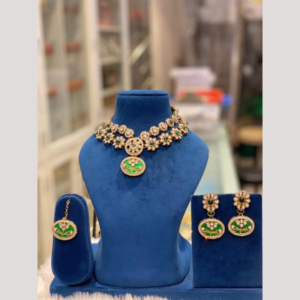 Hira Collections Premium Pota Stone Statement Necklace Set