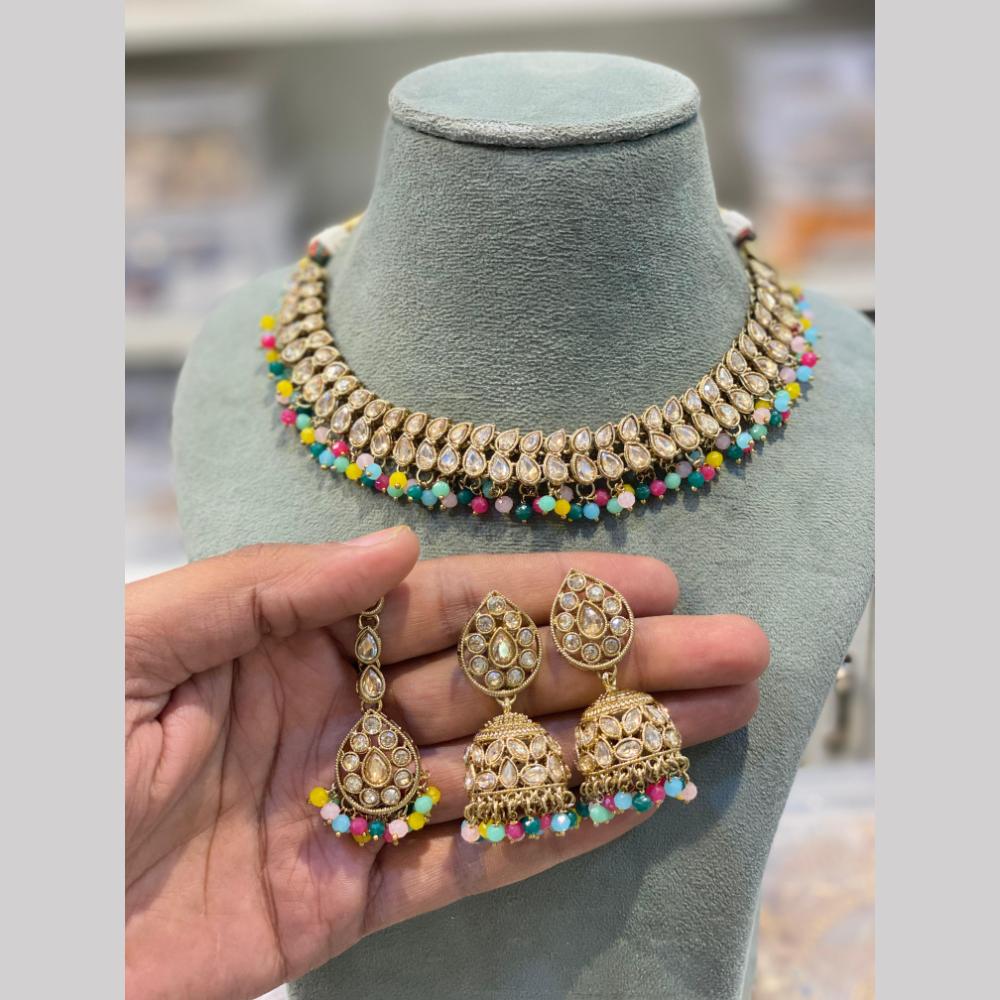 Hira Collections Glamorous Crystal Stone And Pearl Necklace Set