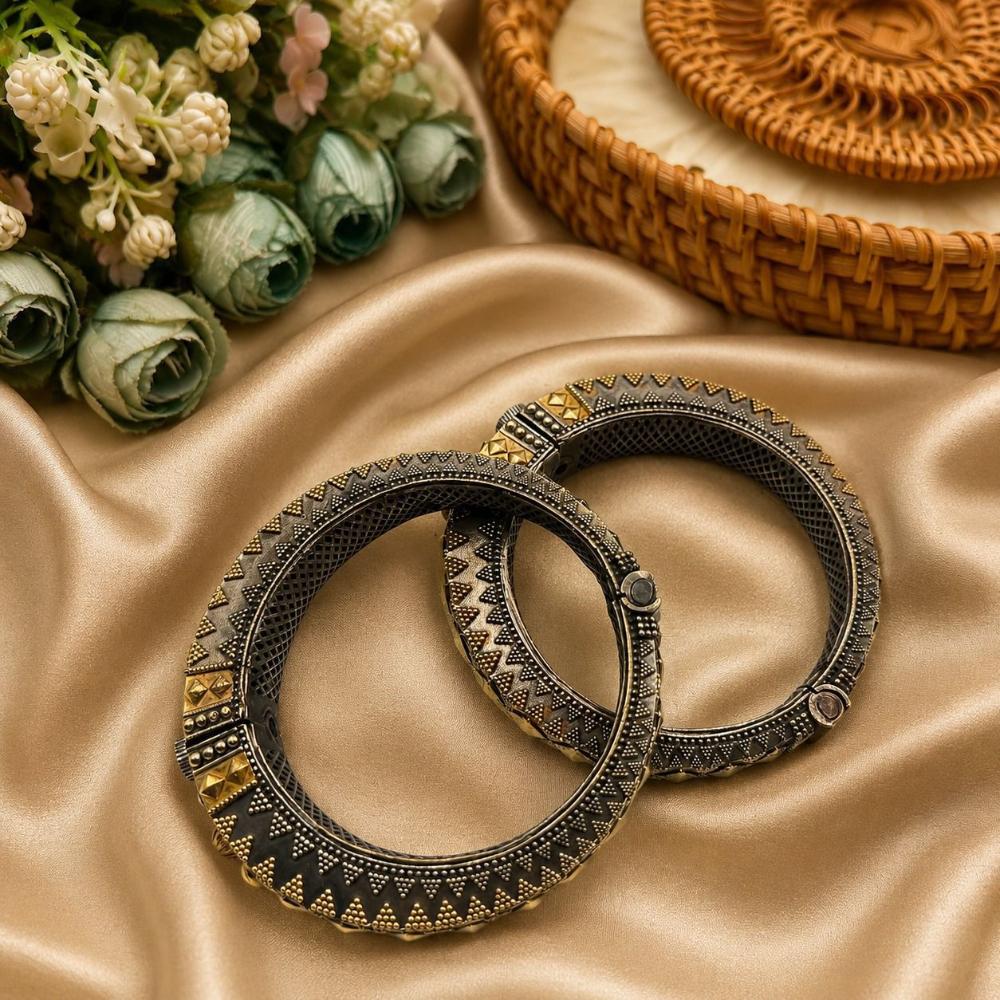 Hira Collections Elegant Dual Tone Openable Party Wear Bangles Set