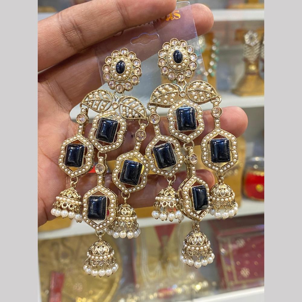 Hira Collections Premium Pota Stone And Pearl Jhumki Earrings for Women