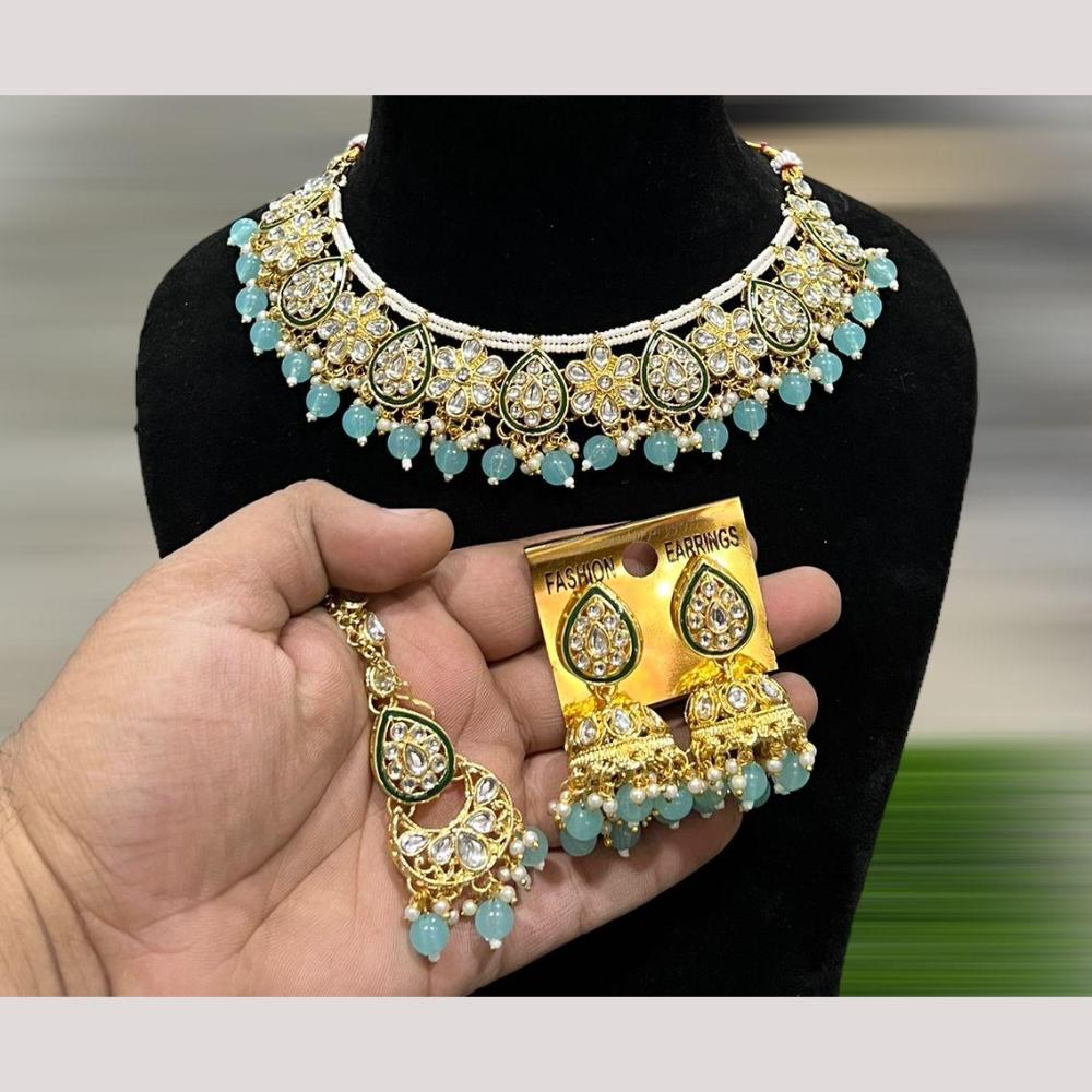 Hira Collections Royal Kundan Stone Beads And Pearl Necklace Set