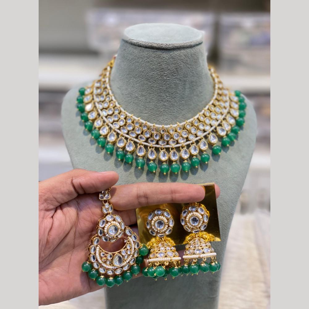 Hira Collections Premium Kundan Stone And Pearl Choker Necklace Set