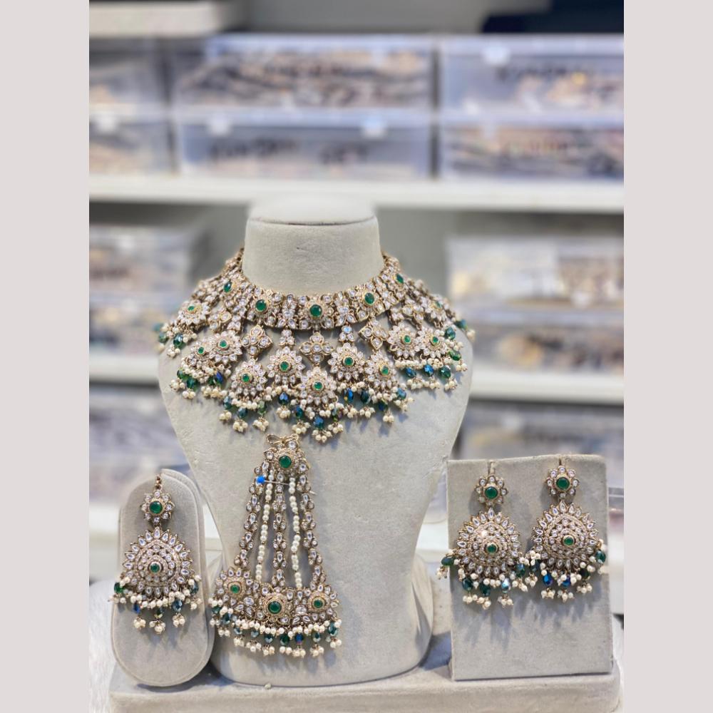 Hira Collections Elegant Pota Stone And Beads Fashion Choker Necklace Set