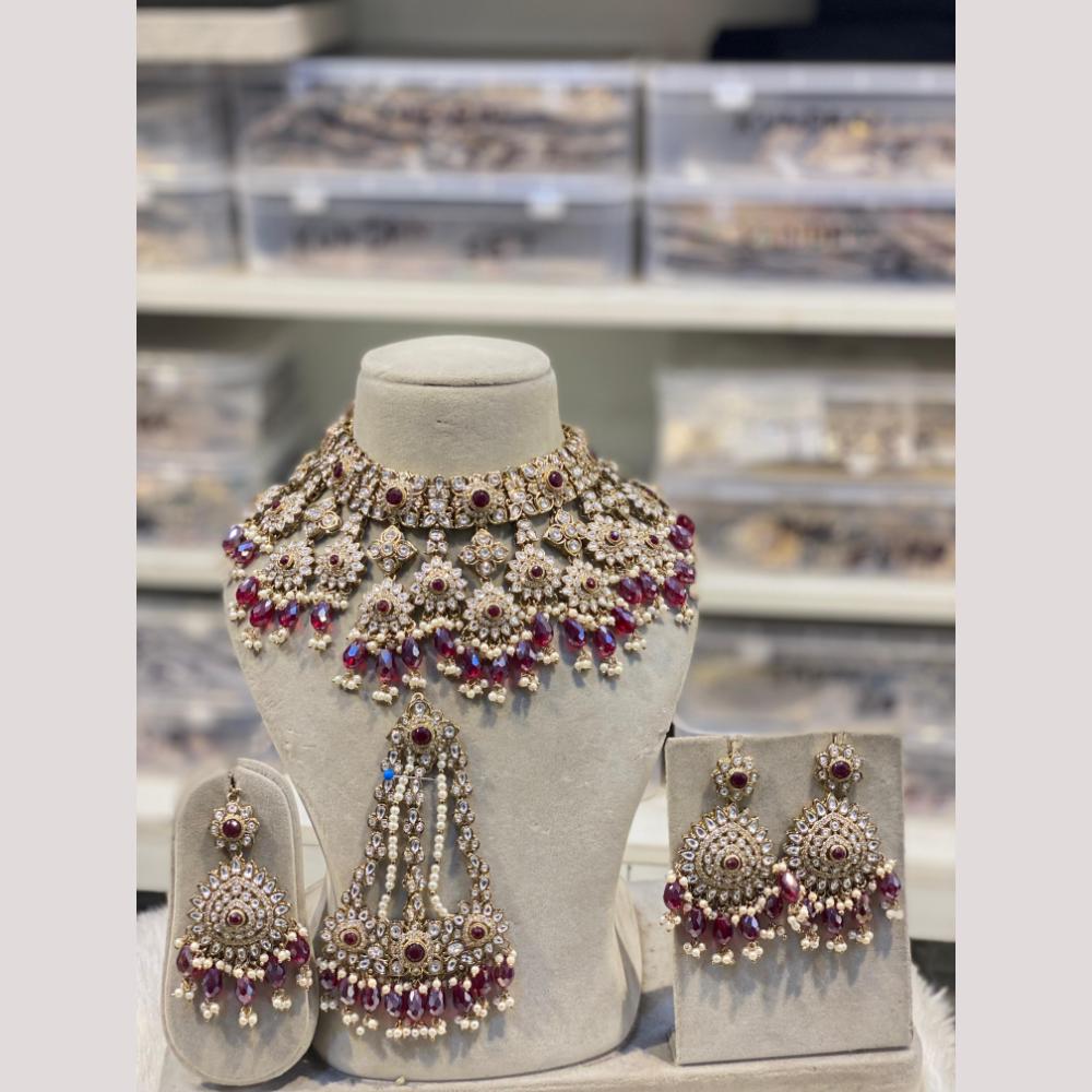 Hira Collections Elegant Pota Stone And Beads Fashion Choker Necklace Set