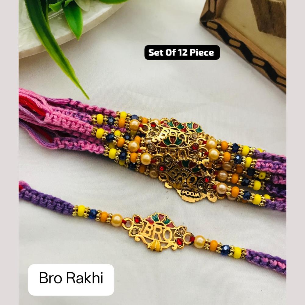 Hira Collections Traditional Multi-Color Beads Meenakari Bro Rakhi