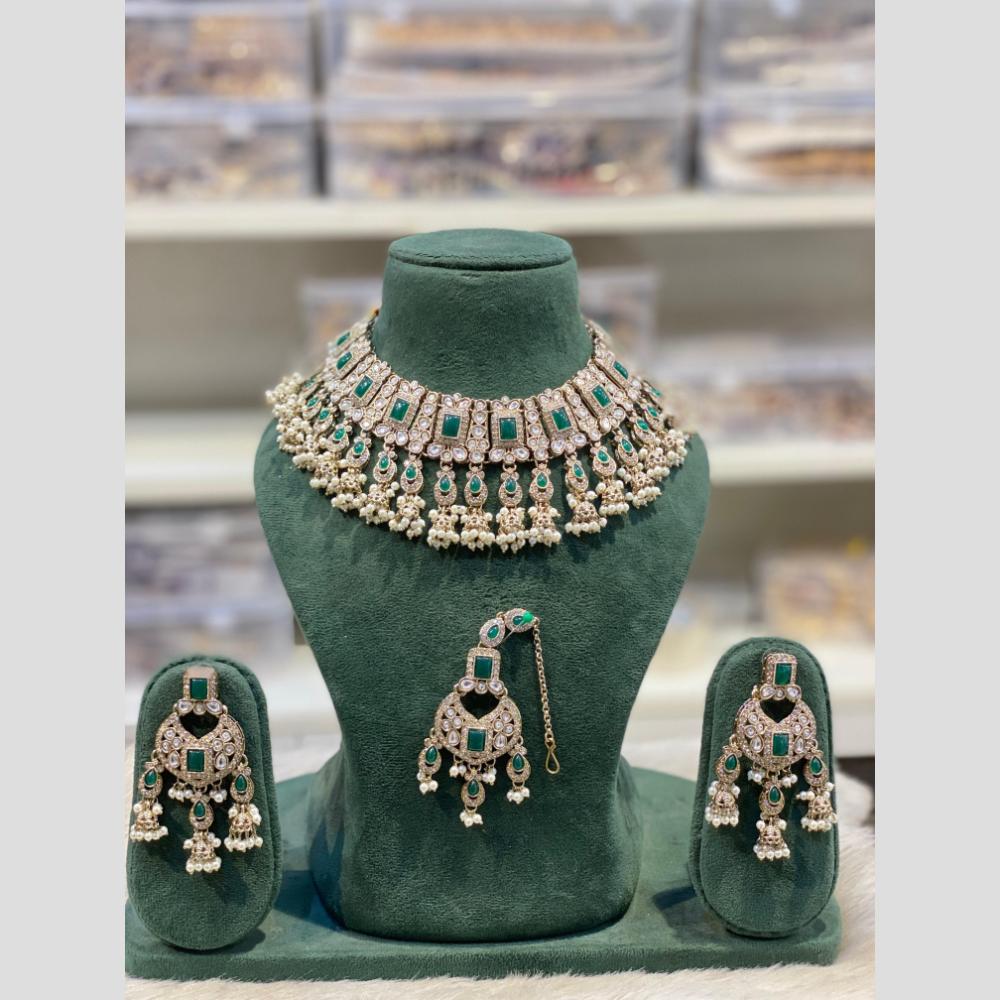 Hira Collections Premium Kundan Stone And Pearl Choker Necklace Set