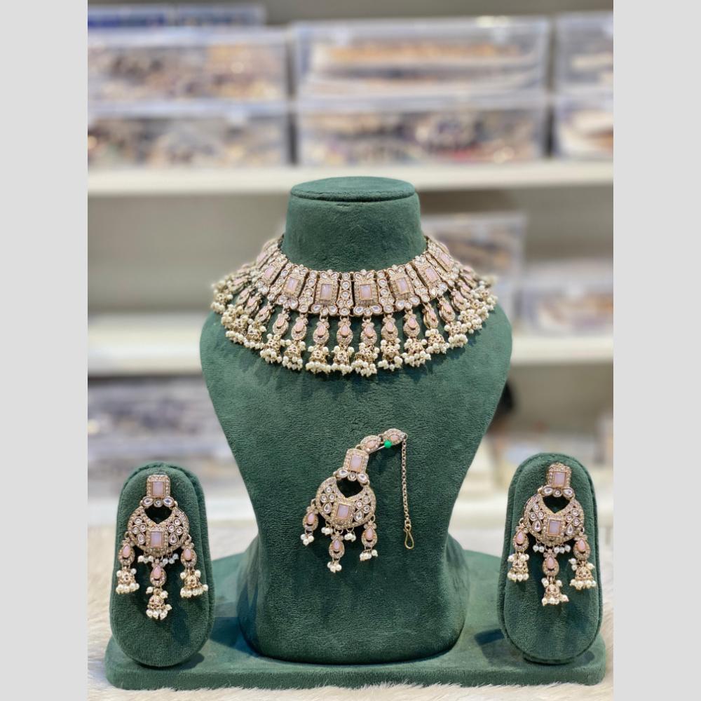 Hira Collections Premium Kundan Stone And Pearl Choker Necklace Set