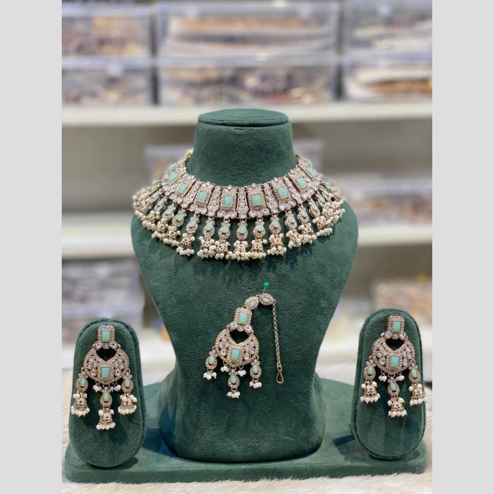 Hira Collections Premium Kundan Stone And Pearl Choker Necklace Set