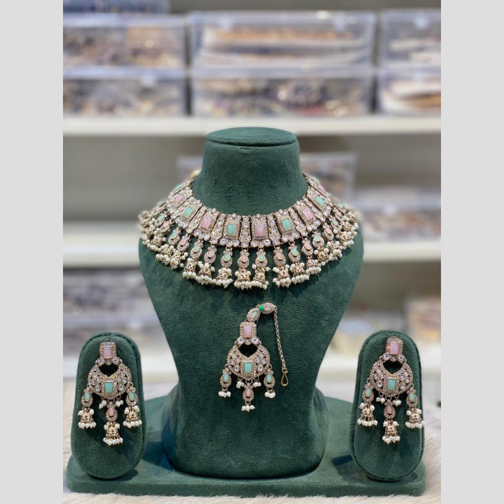 Hira Collections Premium Kundan Stone And Pearl Choker Necklace Set