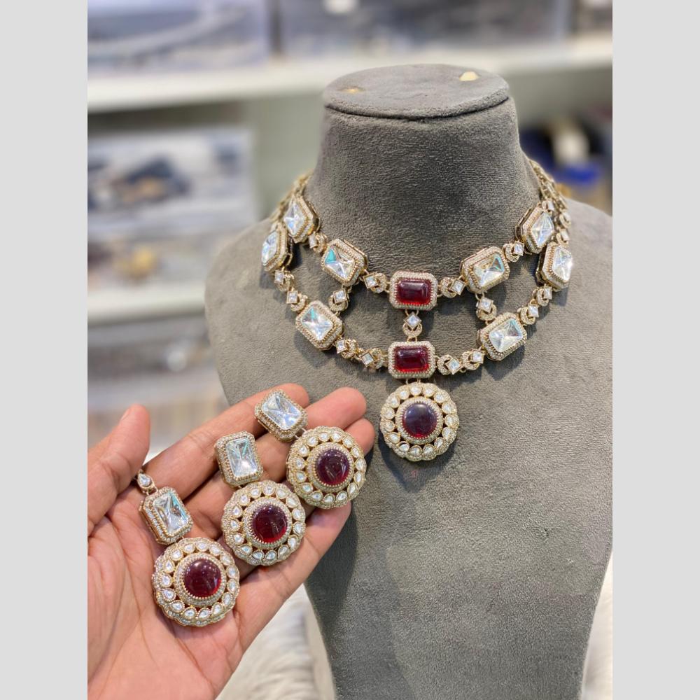 Hira Collections Royal Monalissa And Polki Kundan Stone Choker Necklace Set