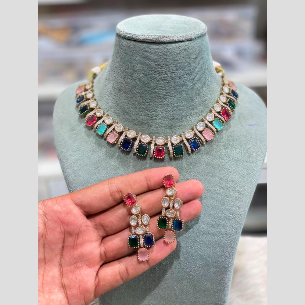 Hira Collections Premium Kundan Stone Choker Necklace Set