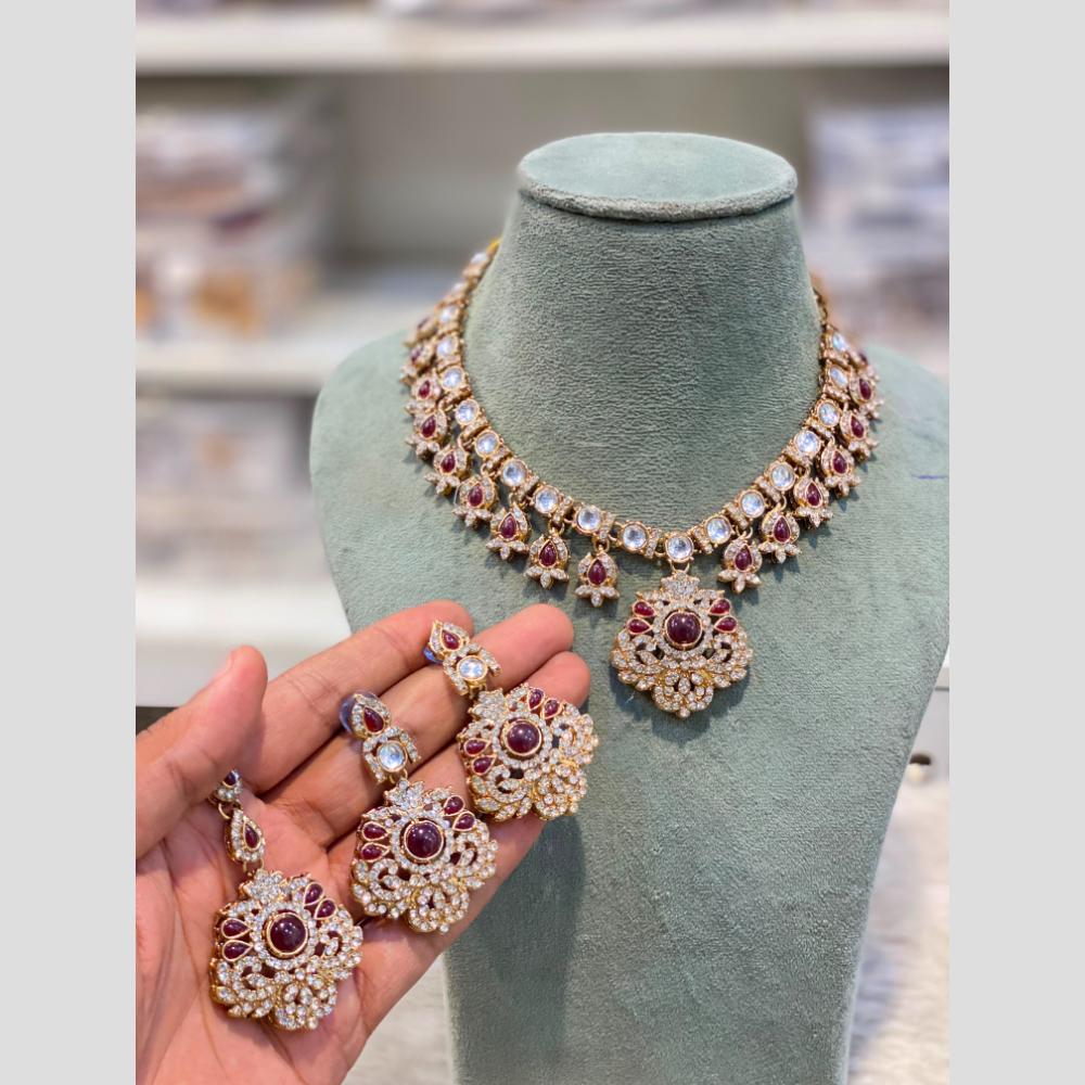 Hira Collections Designer Austrian Stone And Pota Stone Necklace Set
