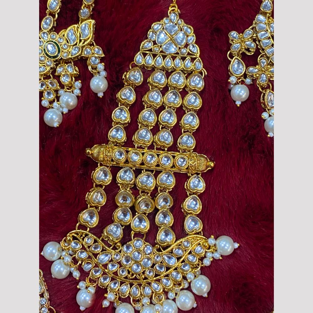 Hira Collections Statement Kundan Stone Pearl Passa for Women /Designer Hair Accessory