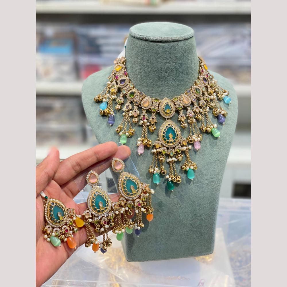 Hira Collections Premium Multicolor Crystal Stone And Beads Necklace Set