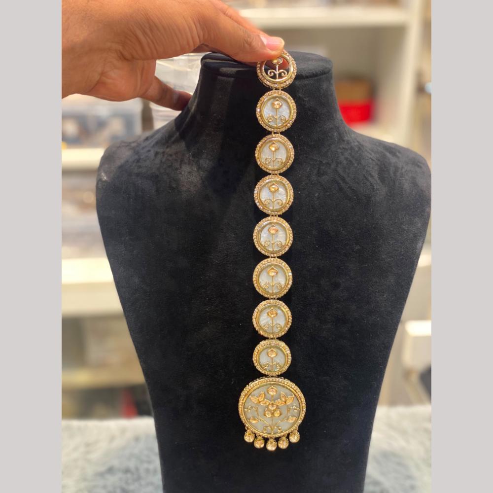 Hira Collections Gorgeous Crystal Stone And Pearl Hair Choti Wedding & Festive Look