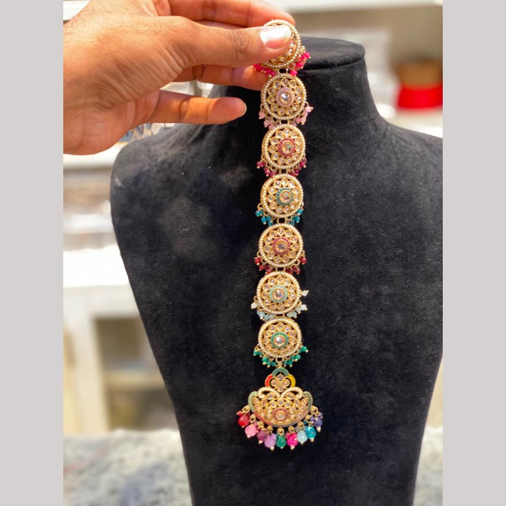 Hira Collections Gorgeous Crystal Stone And Pearl Hair Choti Wedding & Festive Look
