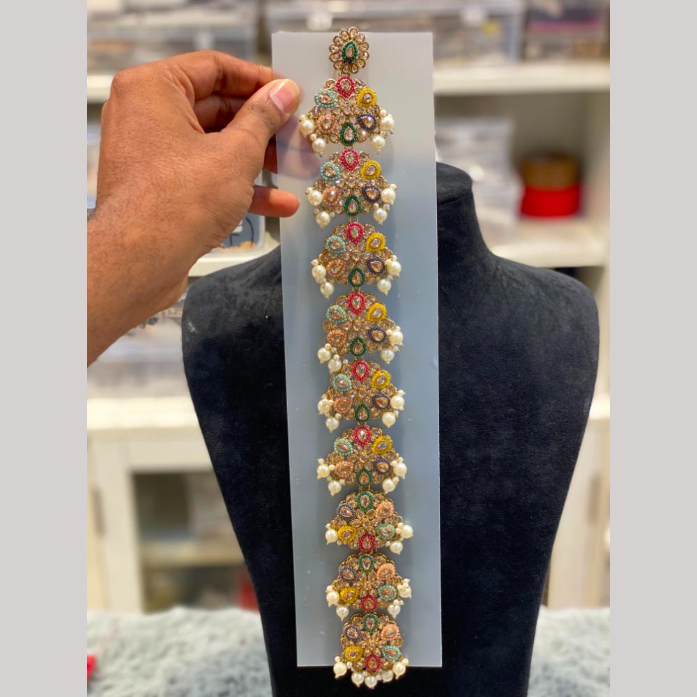 Hira Collections Gorgeous Crystal Stone And Pearl Hair Choti Wedding & Festive Look