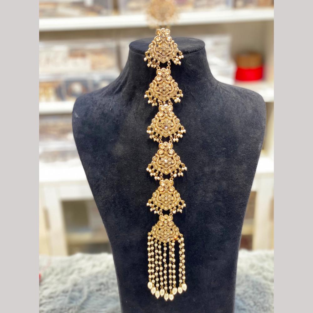 Hira Collections Gorgeous Crystal Stone And Pearl Hair Choti Wedding & Festive Look