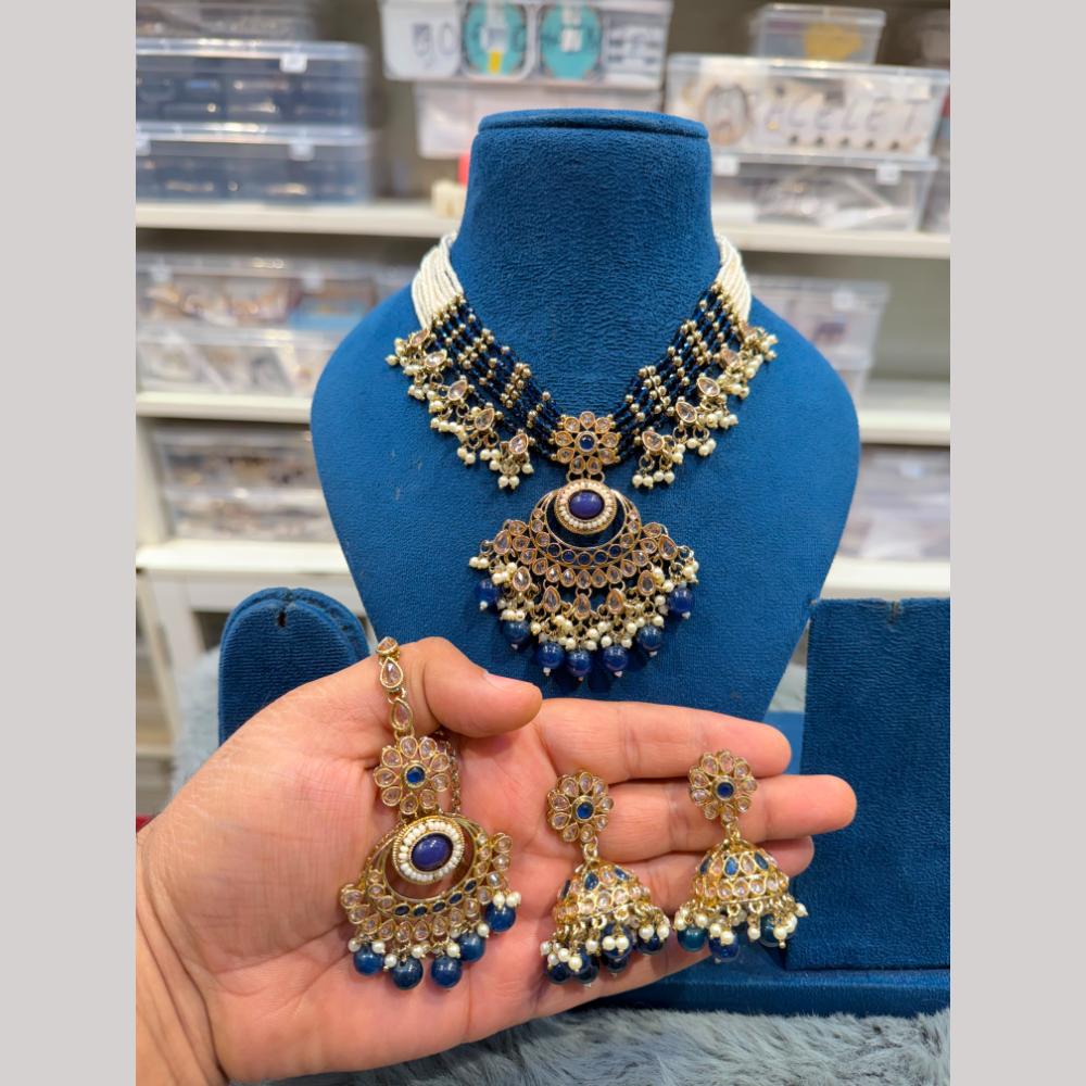 Hira Collections Wedding Wear Crystal Stone And Pearl Beautiful Necklace Set