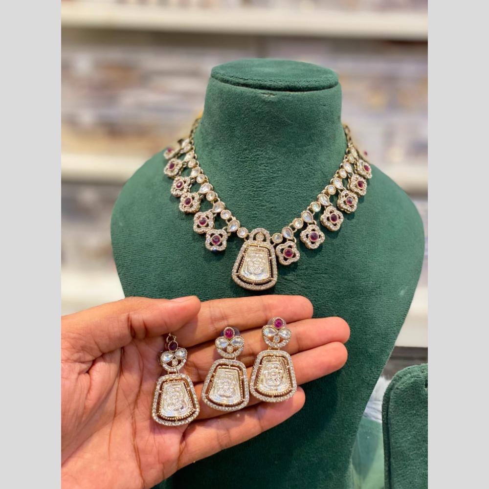 Hira Collections Wedding Wear Polki Kundan Stone Necklace Set