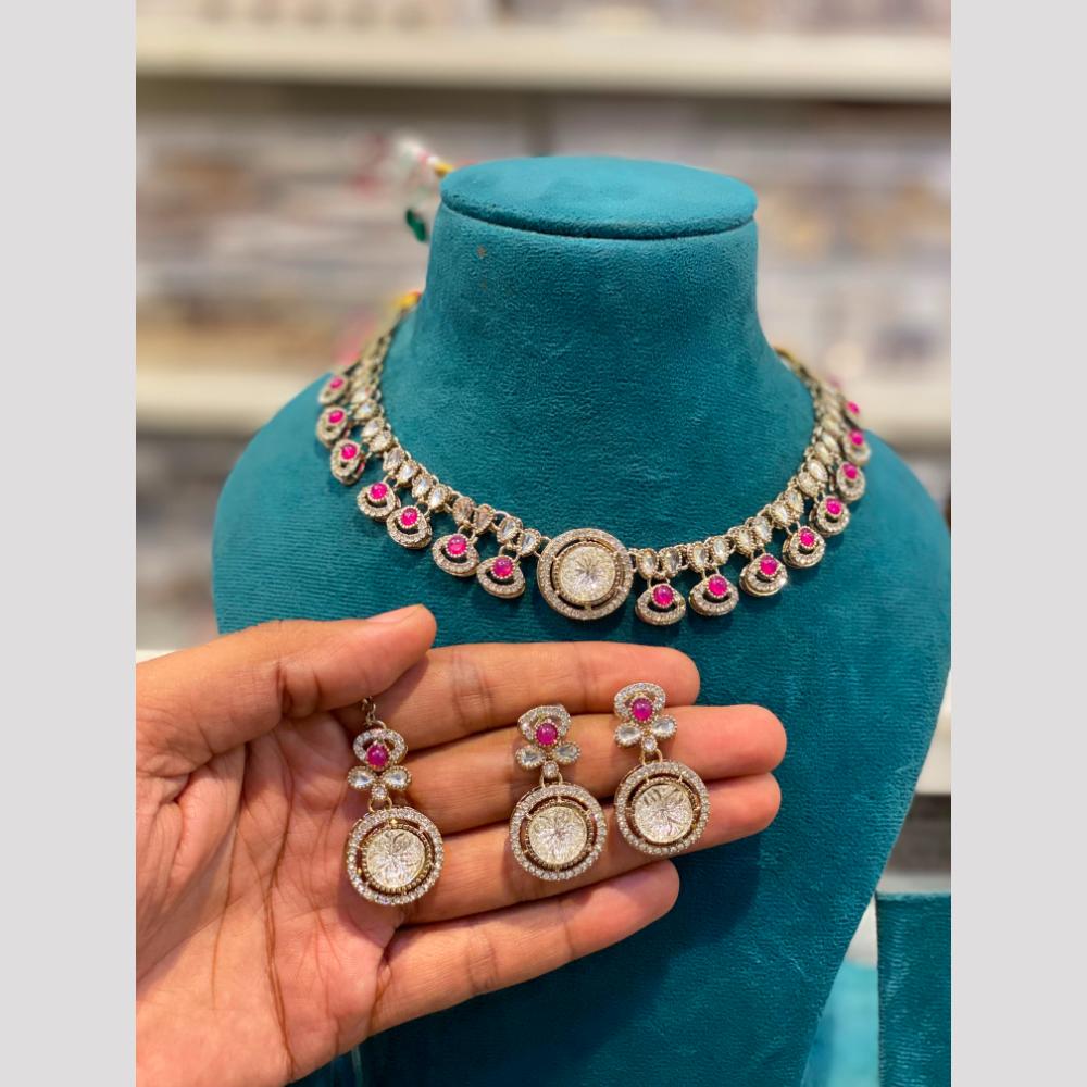 Hira Collections Royal Pota Stone Choker Necklace Set