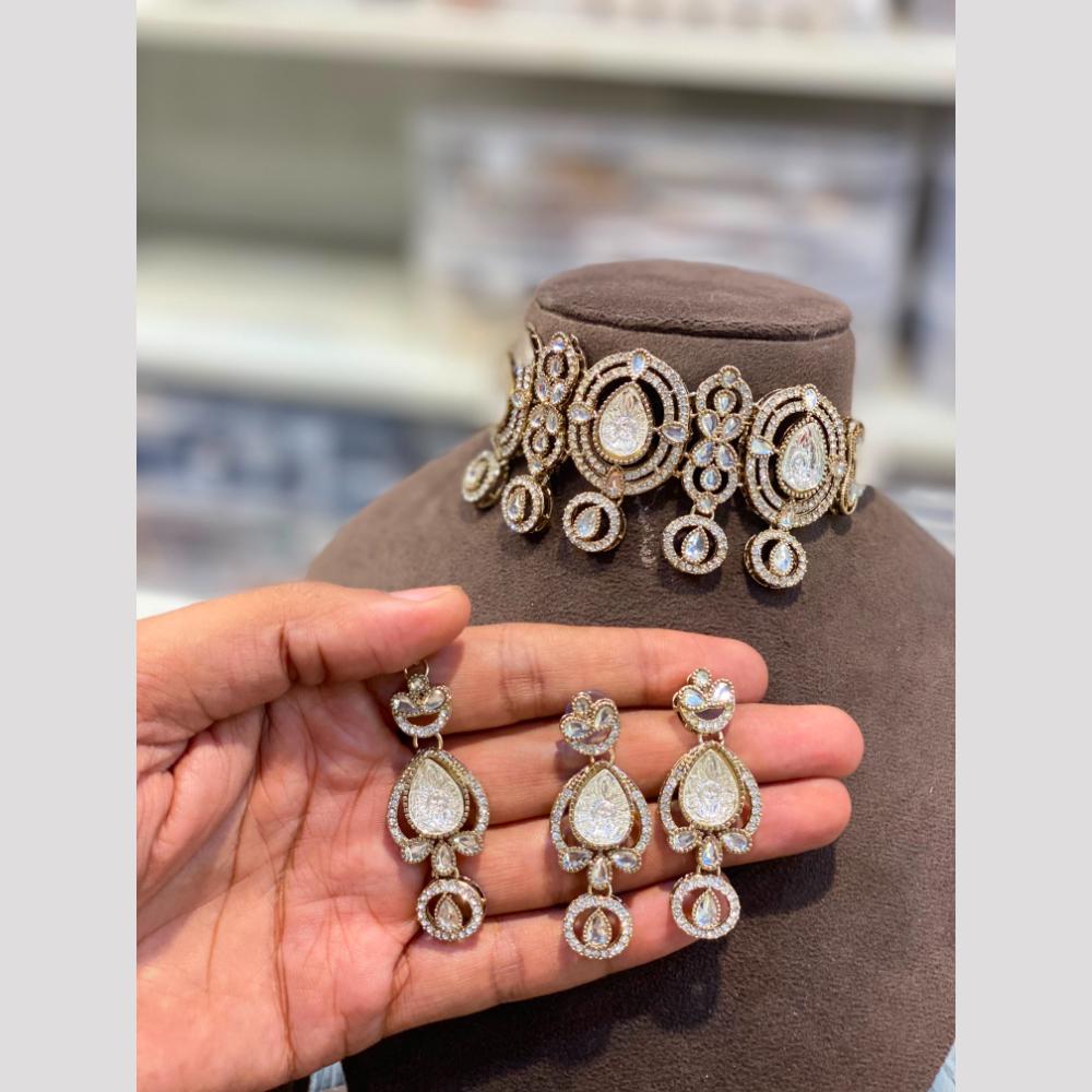 Hira Collections Royal Pota Stone Choker Necklace Set