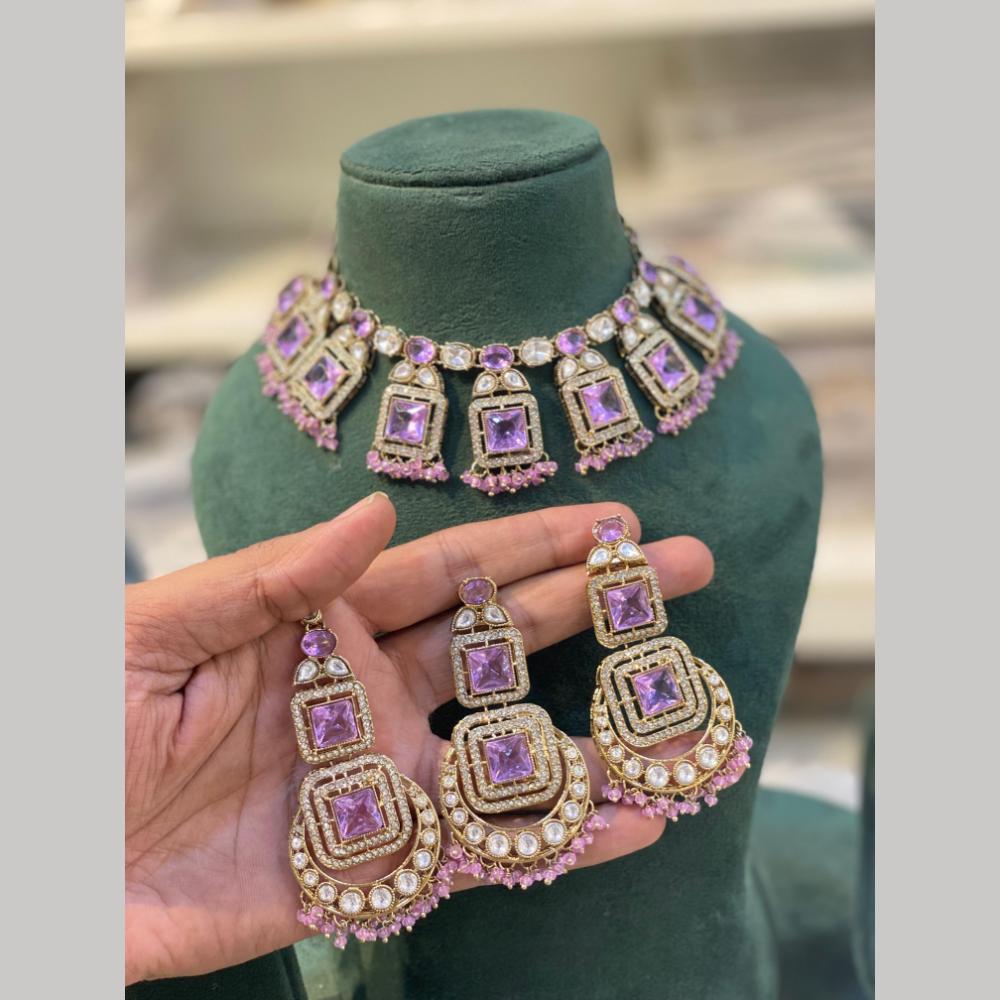 Hira Collections Designer Polki Kundan Stone And Pearl Choker Necklace Set