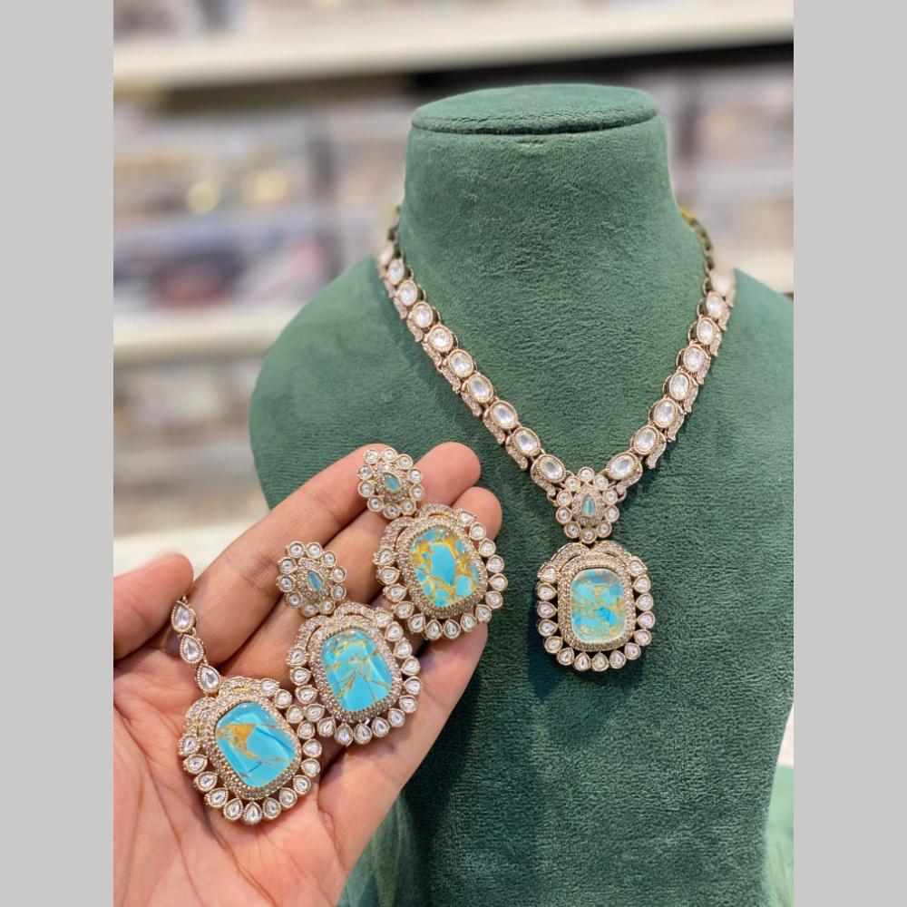 Hira Collections Ethnic Kundan And Druzy Crystal Designer Necklace Set