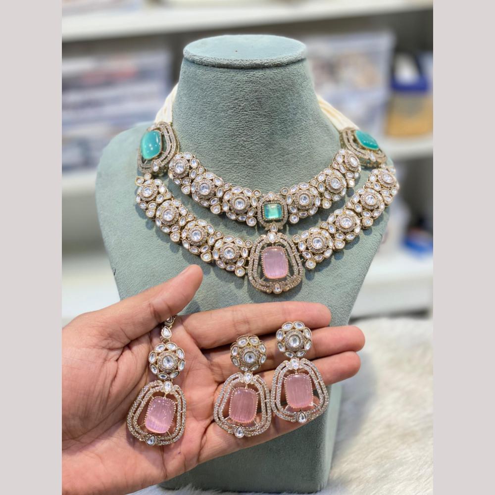 Hira Collections Designer Polki Kundan Stone And Pearl Choker Necklace Set
