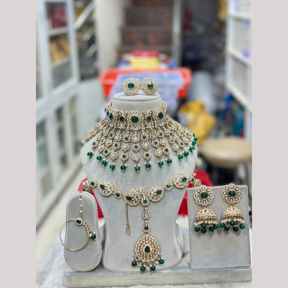 Hira Collections Designer Kundan Stone Semi Bridal Necklace Set