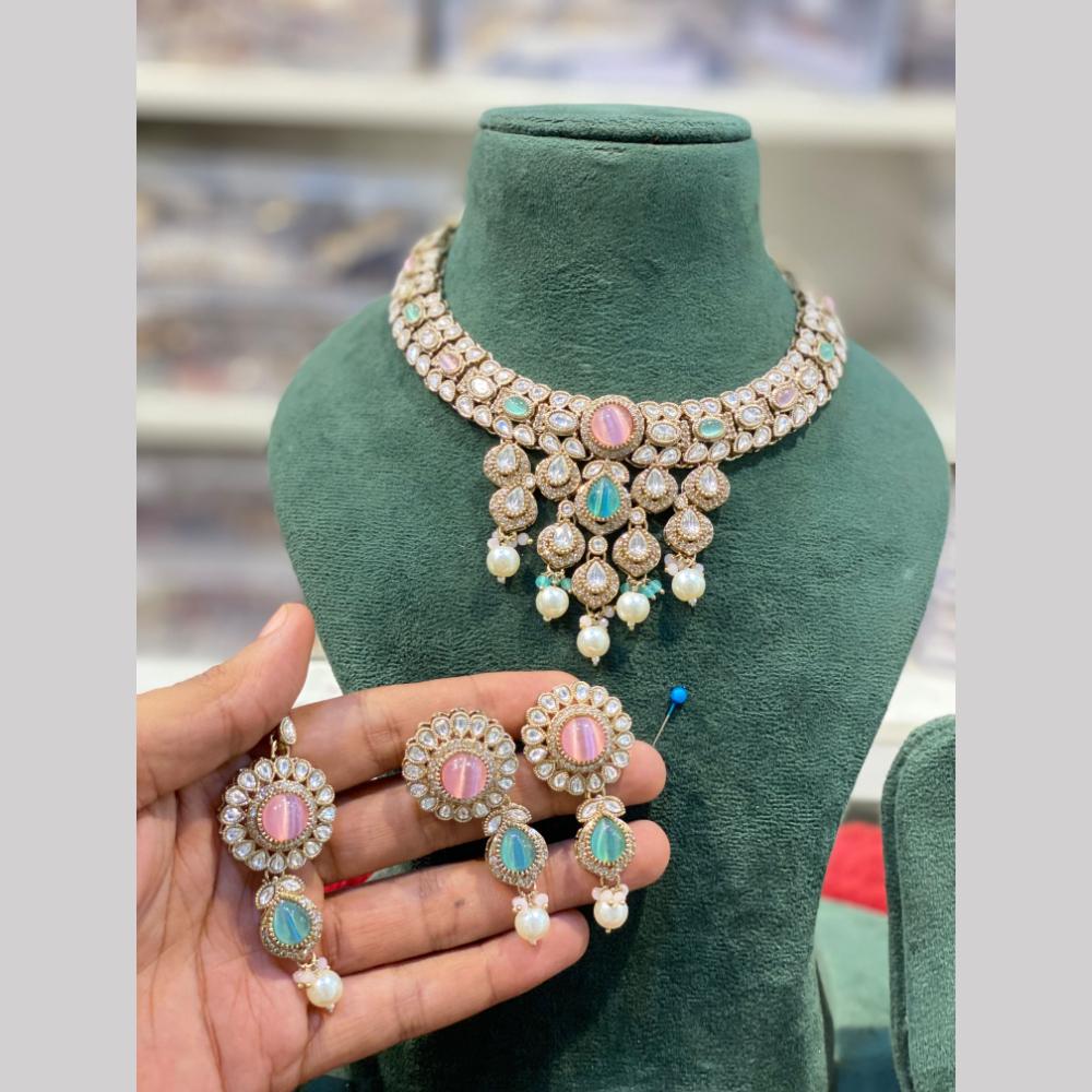 Hira Collections Designer Polki Kundan Stone And Beads Choker Necklace Set