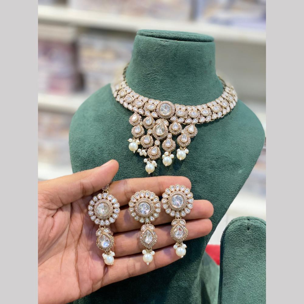 Hira Collections Designer Polki Kundan Stone And Beads Choker Necklace Set