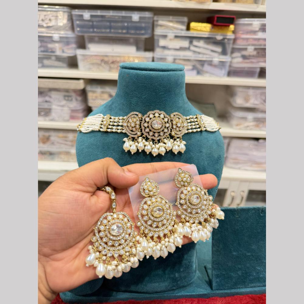 Hira Collections Designer Polki Kundan Stone And Beads Choker Necklace Set