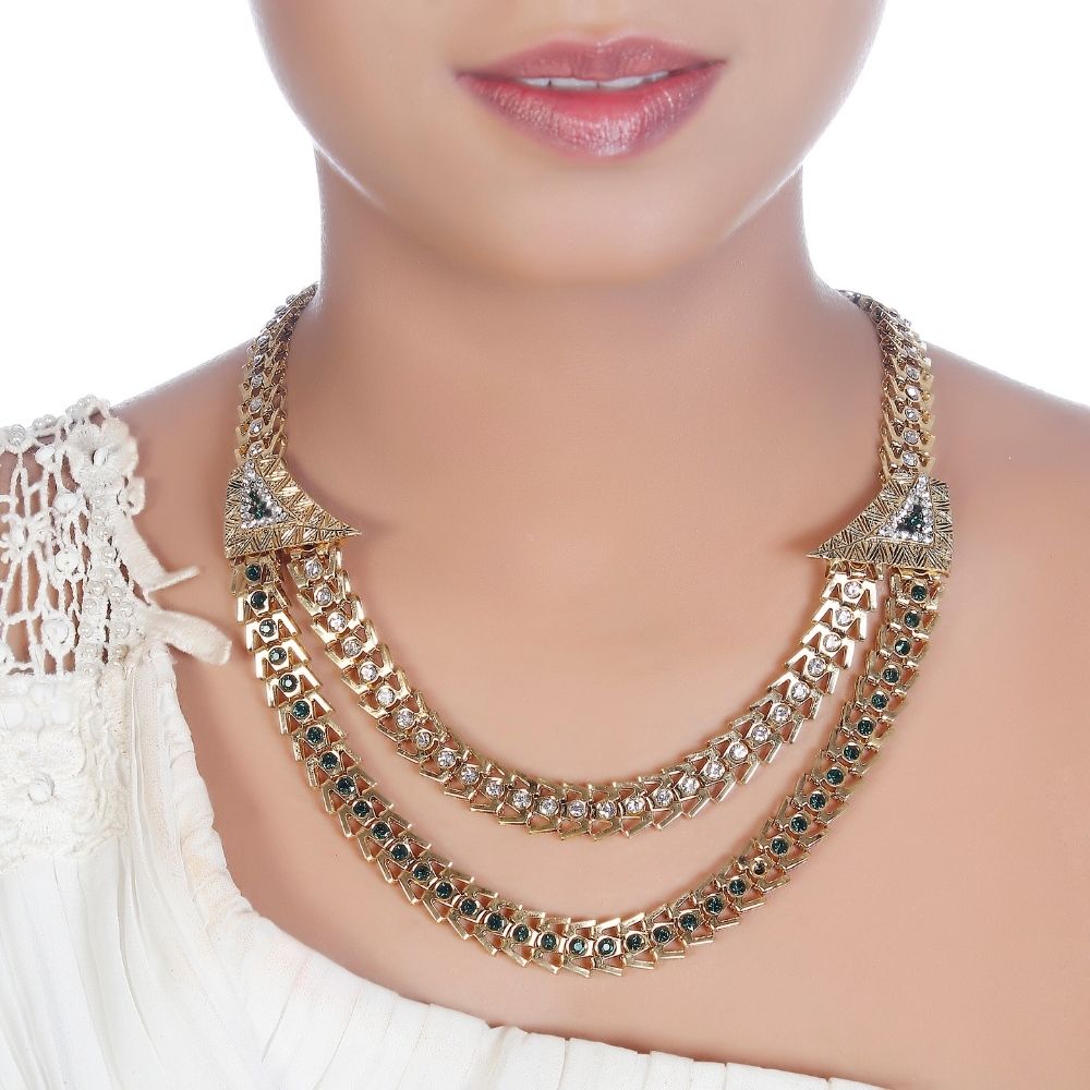 Urthn Exclusive Austrian Stone Necklace Set Stylish Jewelry for Women (Pack Of 6)