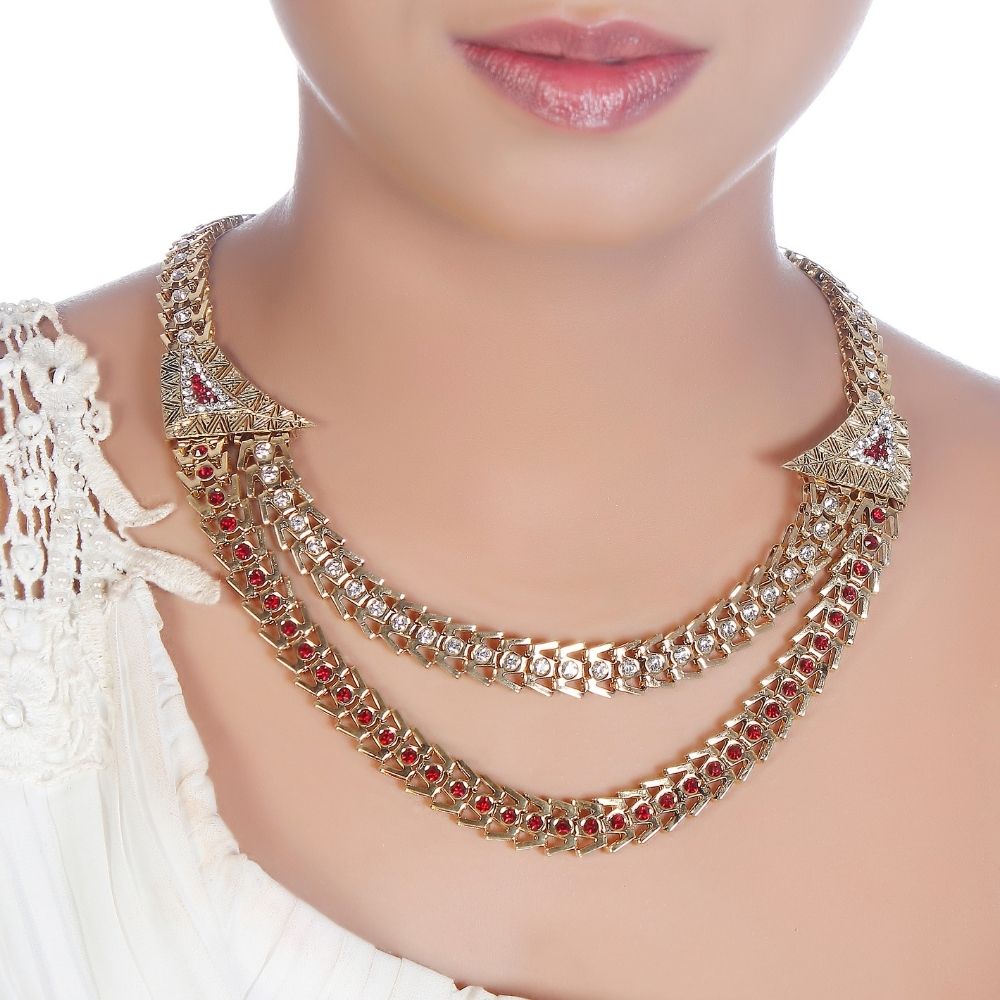 Urthn Exclusive Austrian Stone Necklace Set Stylish Jewelry for Women (Pack Of 6)