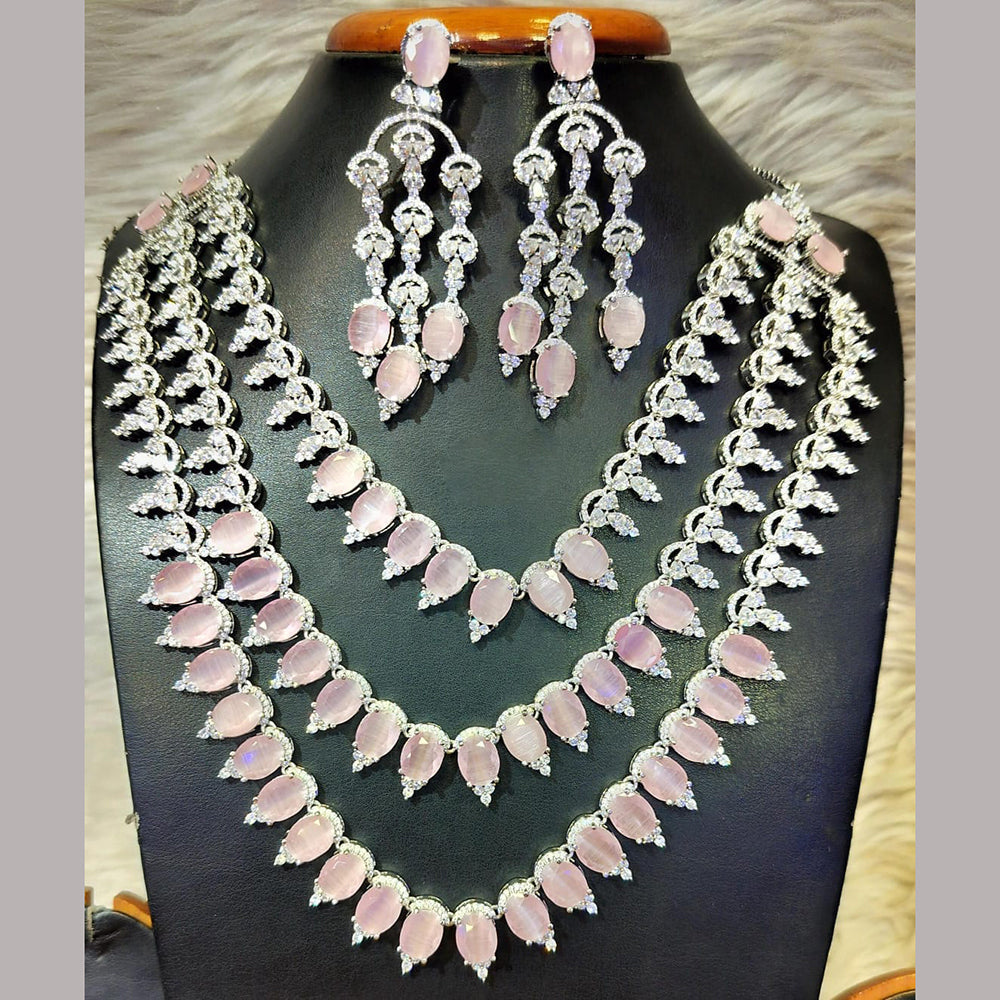 Jain Jewellers Silver Plated AD Necklace Set