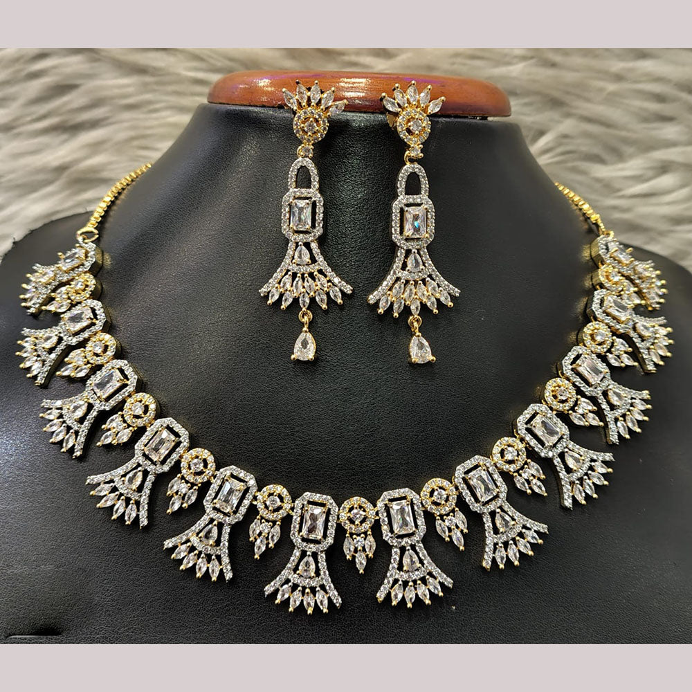 Jain Jewellers Gold Plated American Diamond Necklace Set