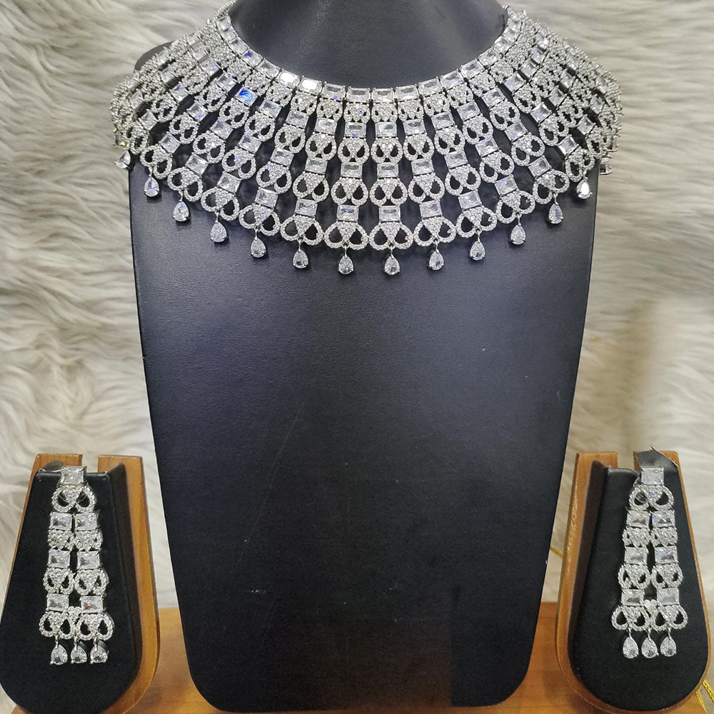 Jain Jewellers Glamorous American Diamond Designer Necklace Set